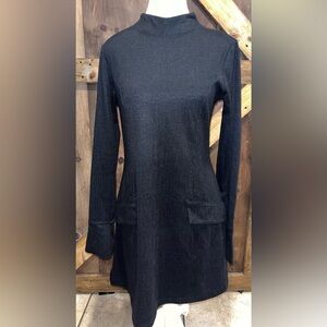 Francesca's Collections Black Mockneck Long Sleeve Dress